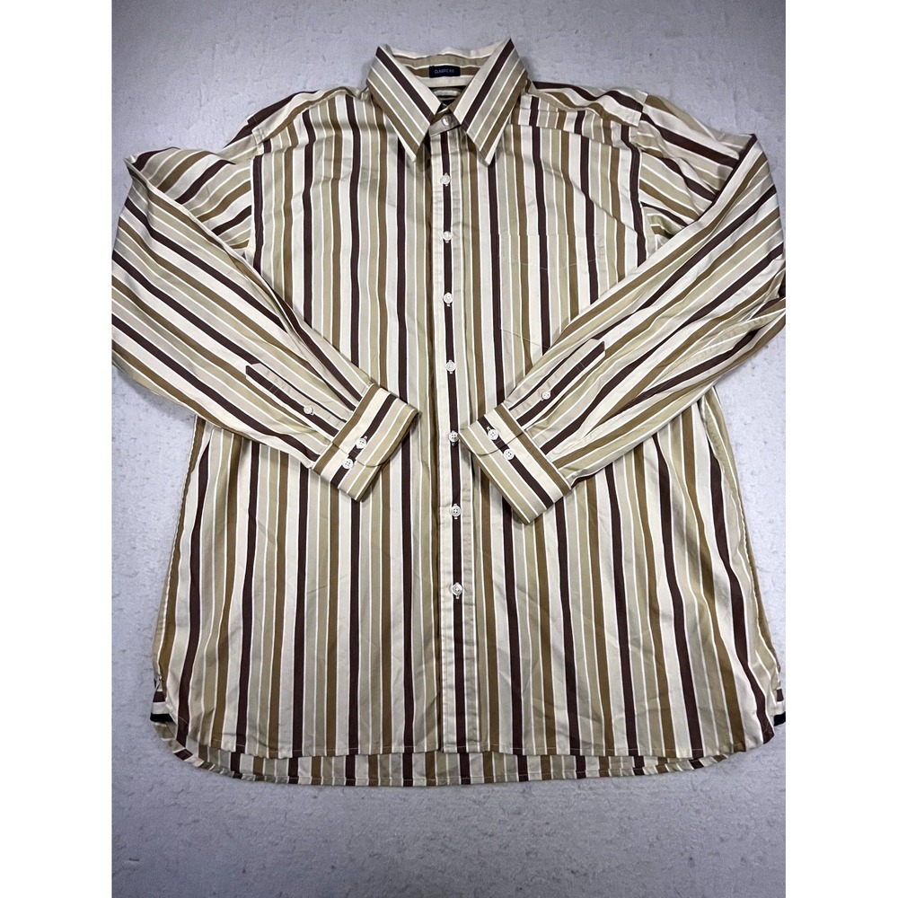Gap Dress Shirt Mens 17-17.5 Multi Striped Cotton Classic Fit Formal Business
